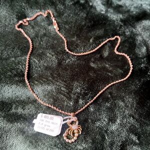 100% Pure Rose Gold 14k Rope Chain w.10k Yellow Gold 🦂 Pendant w.Diamonds!